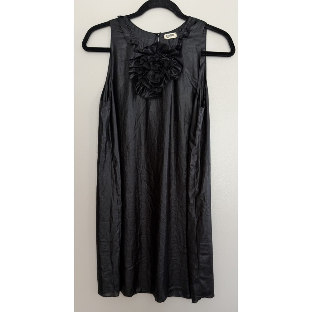 L'Agence Mini Cocktail Sleeveless Flower Brooch Dress Black Women's Size 1
